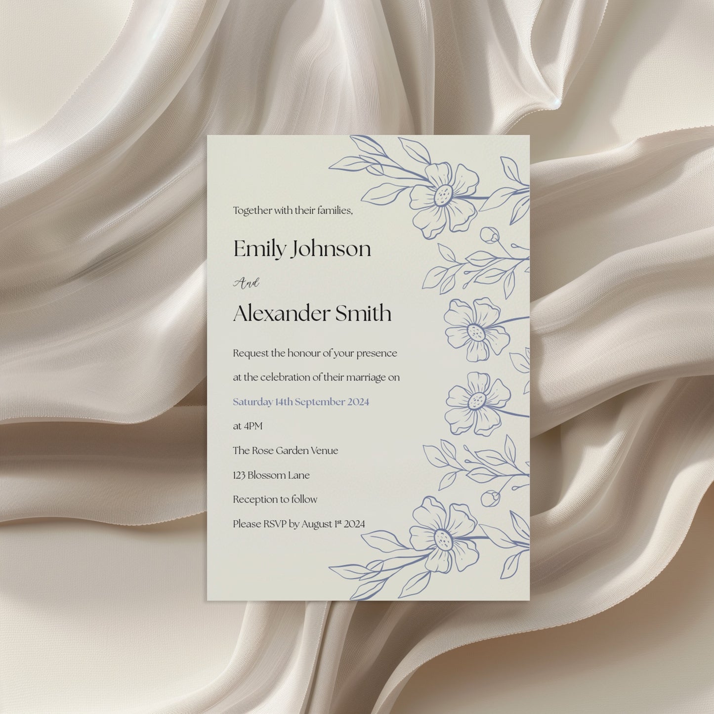 Azure Blooms Invitation