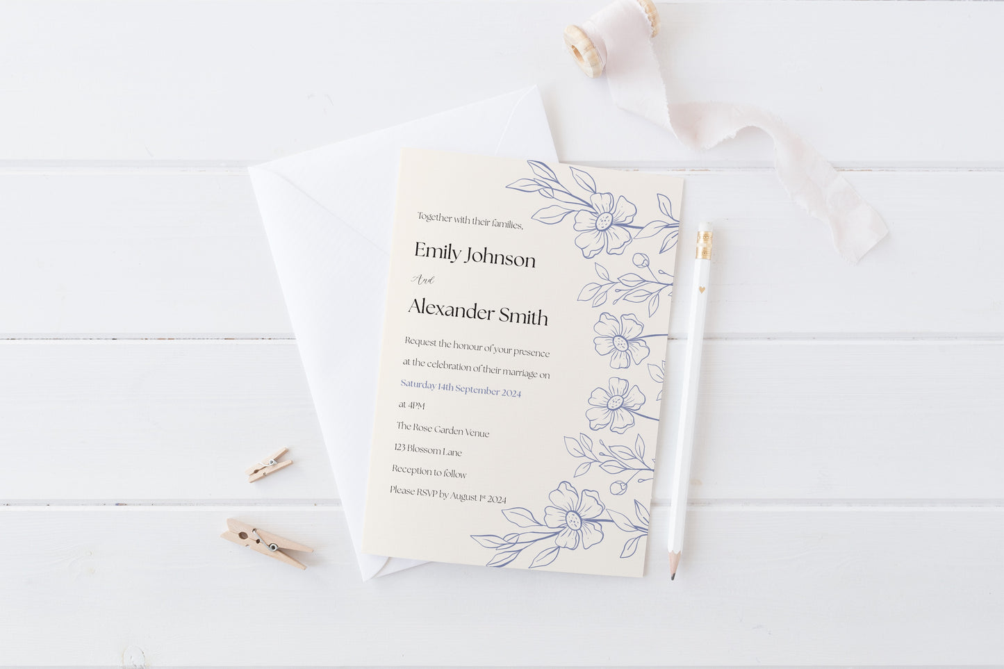 Azure Blooms Invitation