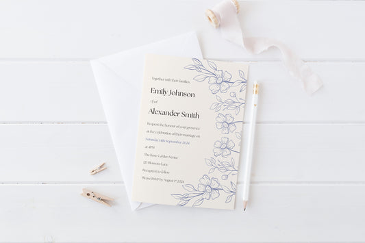 Azure Blooms Invitation